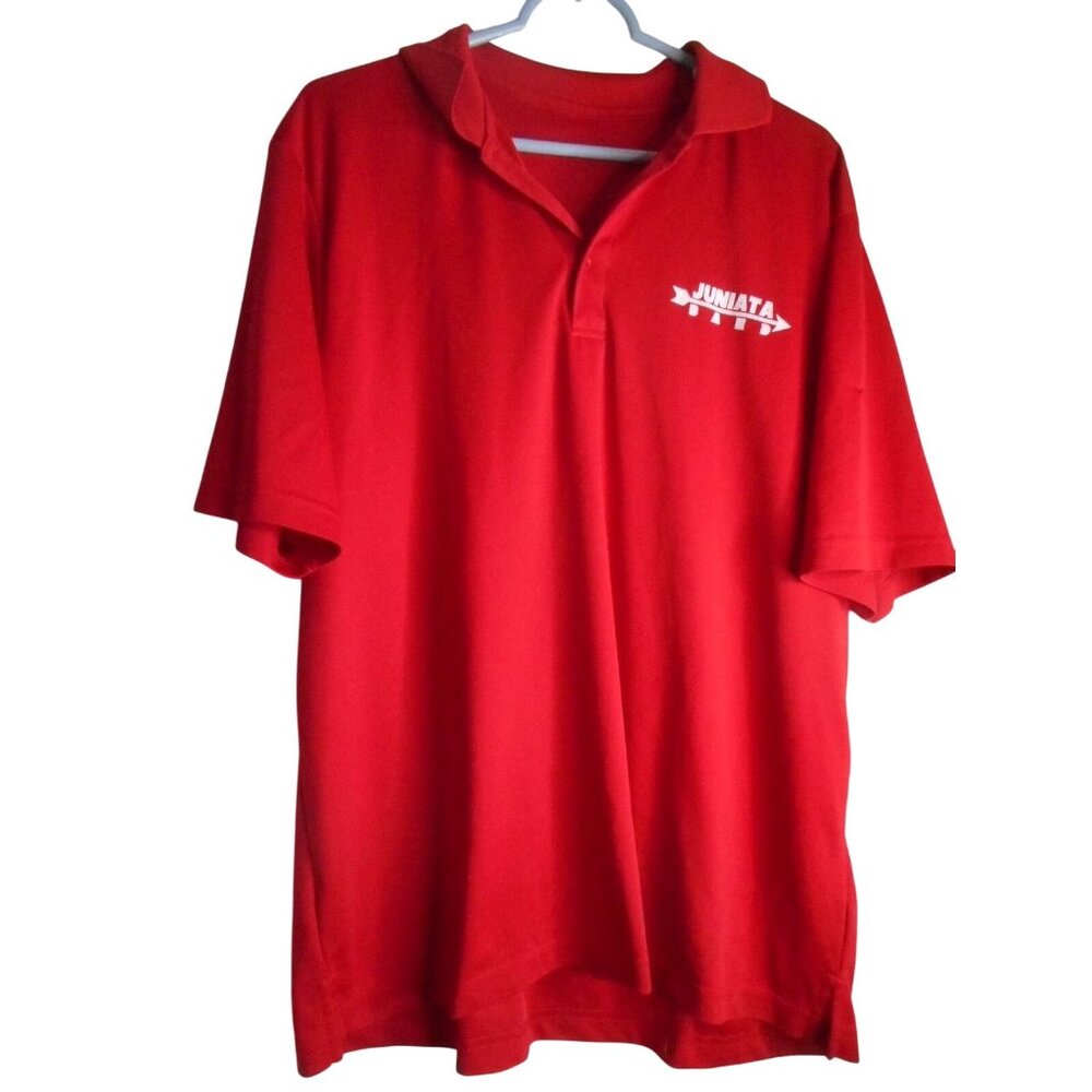Red White Knit Sz M/L  Juniata Band lolo Polo shirt Short sleeves